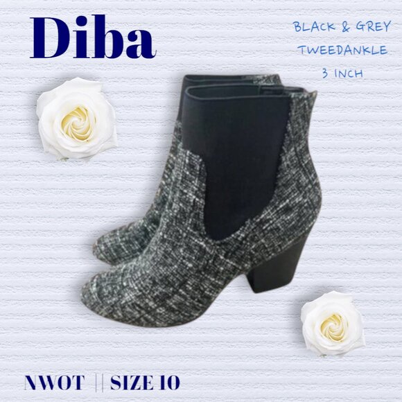 ✨👢 NWOT: DIBA Tweed Ankle Boots -- Size 10 👢✨ - Picture 5 of 5